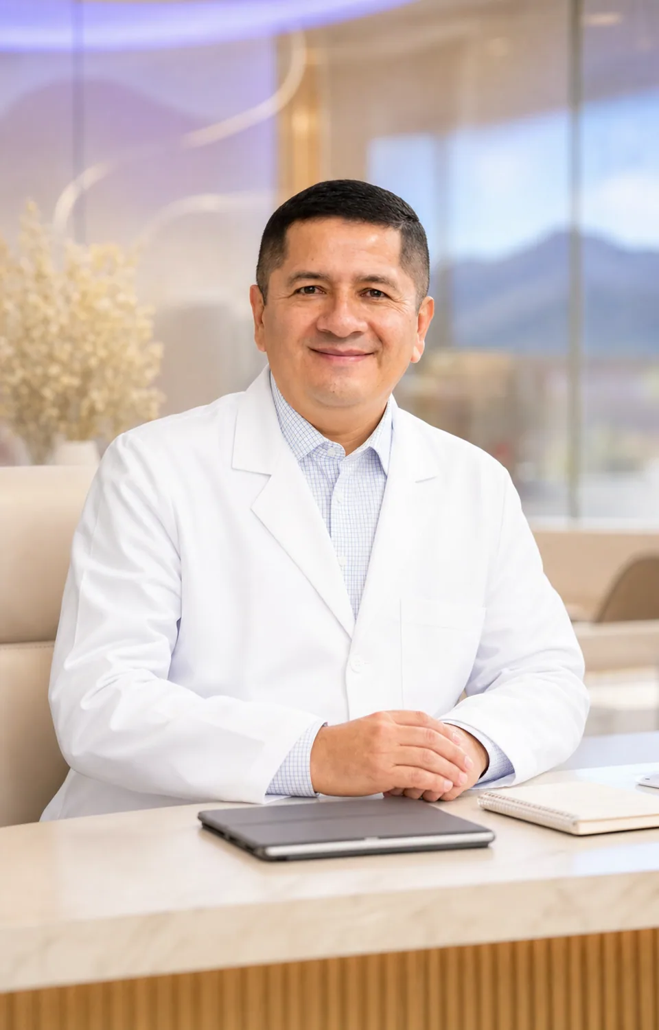 Dr. Ezequiel Quispe durante una consulta